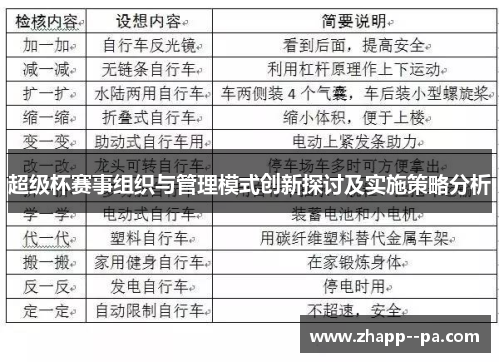 超级杯赛事组织与管理模式创新探讨及实施策略分析